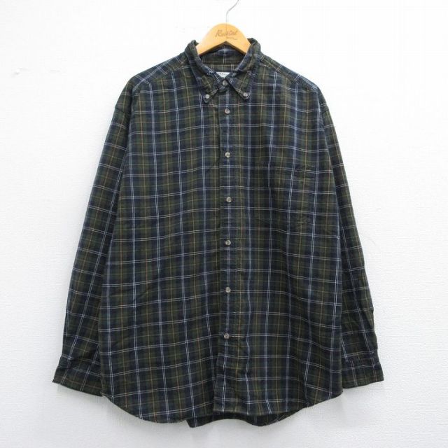 【50%OFF】XL★古着 長袖 シャツ メンズ 00年代 00s コットン ボタンダウン 紺他 ネイビー チェック 25apr14 中古 トップス