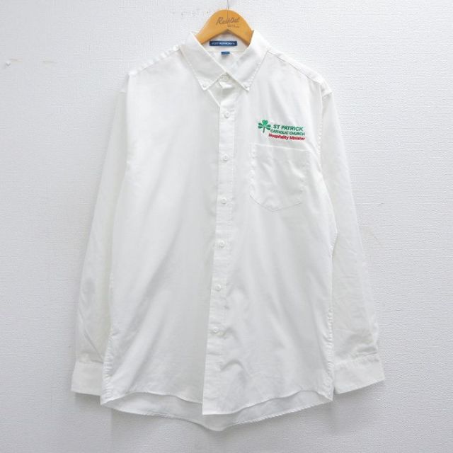 L★古着 長袖 シャツ メンズ ST PATRICK ボタンダウン 白 ホワイト 25apr15 中古 トップス