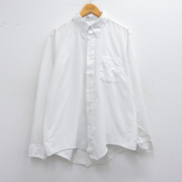L★古着 長袖 シャツ メンズ 90年代 90s ボタンダウン USA製 白 ホワイト 25apr15 中古 トップス