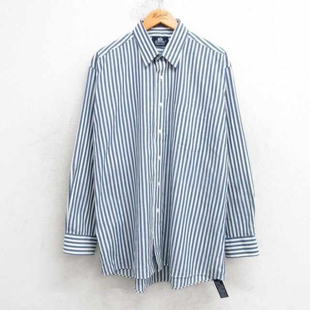 L★古着 長袖 シャツ メンズ 紺他 ネイビー ストライプ 25apr16 中古 トップス