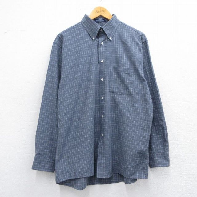L★古着 アロー 長袖 シャツ メンズ 00年代 00s ボタンダウン グレー他 チェック 25apr17 中古 トップス