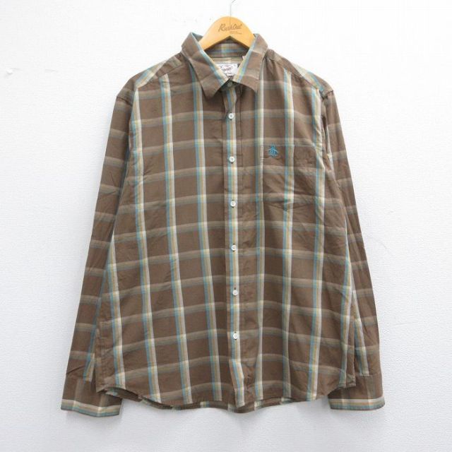 L★古着 マンシングウェア 長袖 シャツ メンズ 茶他 ブラウン チェック 25apr17 中古 トップス