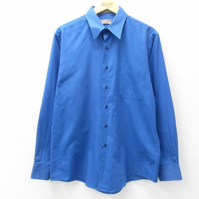 L★古着 バンヒューセン 長袖 シャツ メンズ 青 ブルー ストライプ 25apr18 中古 トップス