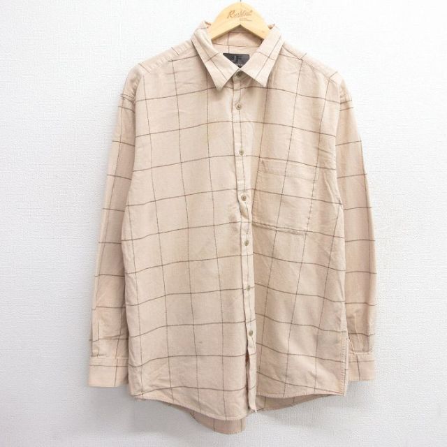 【20%OFF】XL★古着 長袖 シャツ メンズ コットン ベージュ他 カーキ 25apr18 中古 トップス