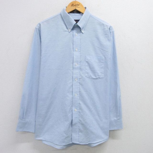XL★古着 アロー 長袖 シャツ メンズ 90年代 90s ボタンダウン USA製 薄紺 ネイビー 霜降り 25apr18 中古 トップス