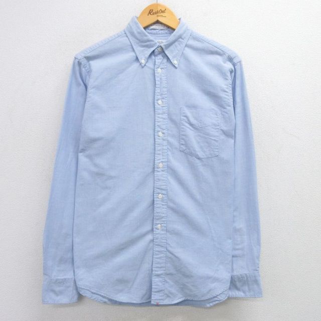 L★古着 長袖 シャツ メンズ 90年代 90s オックスフォード コットン ボタンダウン 薄紺 ネイビー 霜降り 25apr18 中古 トップス