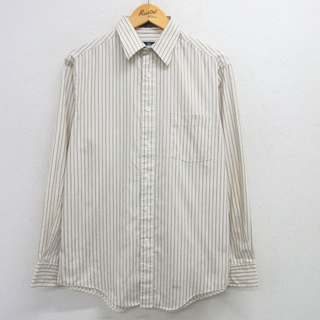 L★古着 長袖 シャツ メンズ 90年代 90s USA製 白系他 ホワイト ストライプ 【spe】 25apr18 中古 トップス