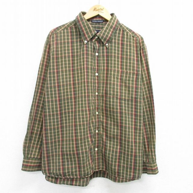 グリーンチェック 長袖シャツ XL | 古着