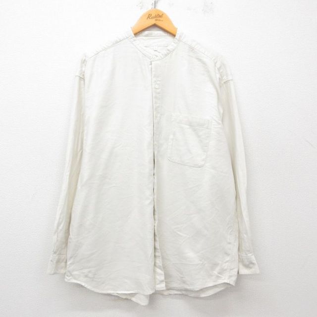 XL★古着 ペリーエリス 長袖 シャツ メンズ 90年代 90s レーヨン ノーカラー 生成り 【spe】 25apr21 中古 トップス