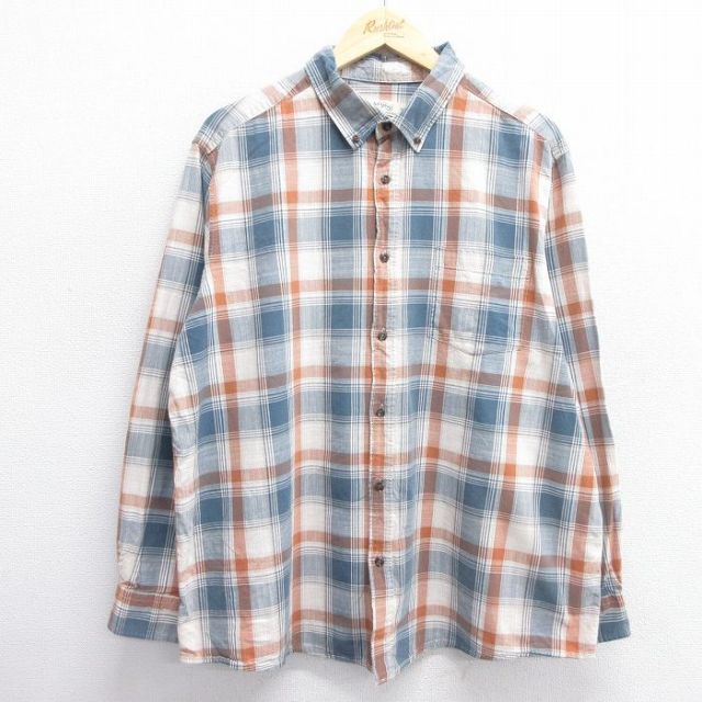 L★古着 FADED GLORY 長袖 シャツ メンズ コットン ボタンダウン 紺他 ネイビー チェック 25apr23 中古 トップス