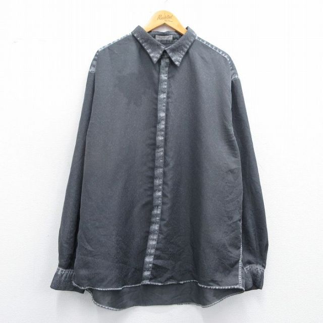 長袖シャツ 霜降り グレー XL | 古着