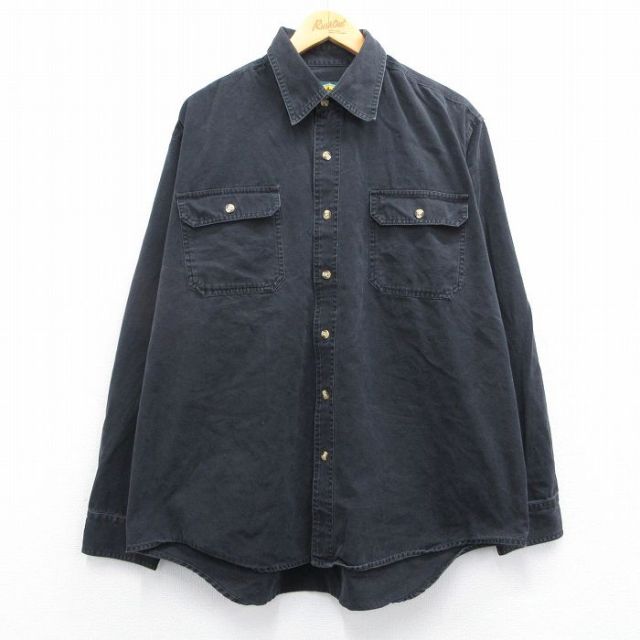XL★古着 カベラス 長袖 シャツ メンズ 00年代 00s 大きいサイズ コットン 黒 ブラック 25apr25 中古 トップス