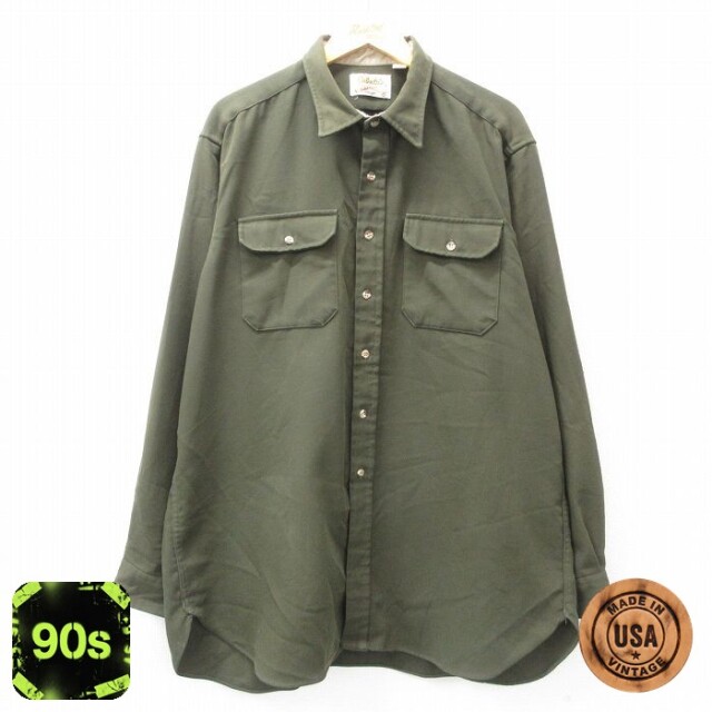 【50%OFF】カベラス 90s 長袖シャツ グリーン XL | 古着