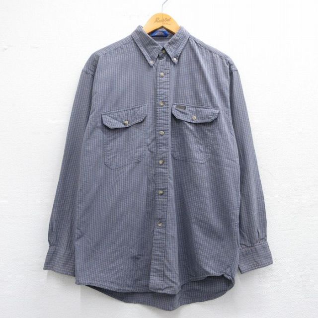 L★古着 ペンドルトン PENDLETON 長袖 シャツ メンズ コットン ボタンダウン グレー他 チェック 25may14 中古 トップス