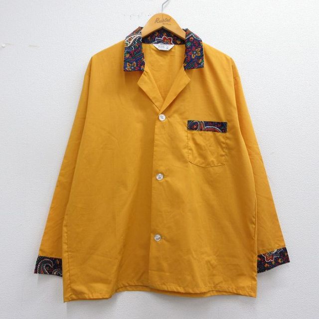 L★古着 JCペニー 長袖 シャツ メンズ 80年代 80s 開襟 オープンカラー 黄系他 イエロー 【spe】 25may14 中古 トップス