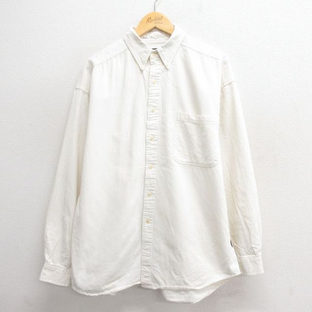 XL★古着 STRUCTURE 長袖 シャツ メンズ 00年代 00s コットン ボタンダウン 白 ホワイト 25may26 中古 トップス