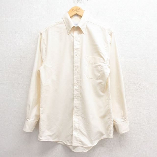 M★古着 長袖 シャツ メンズ 80年代 80s ボタンダウン USA製 生成り 25may29 中古 トップス