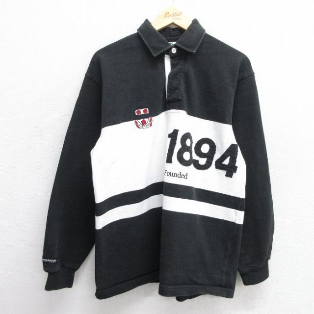 L★古着 バーバリアン 長袖 ラガー シャツ メンズ 90年代 90s 1894 コットン カナダ製 黒他 ブラック 【spe】 25may30 中古 トップス