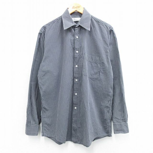 古着通販 L☆古着 ペリーエリス 長袖 シャツ メンズ ロング丈 コットン