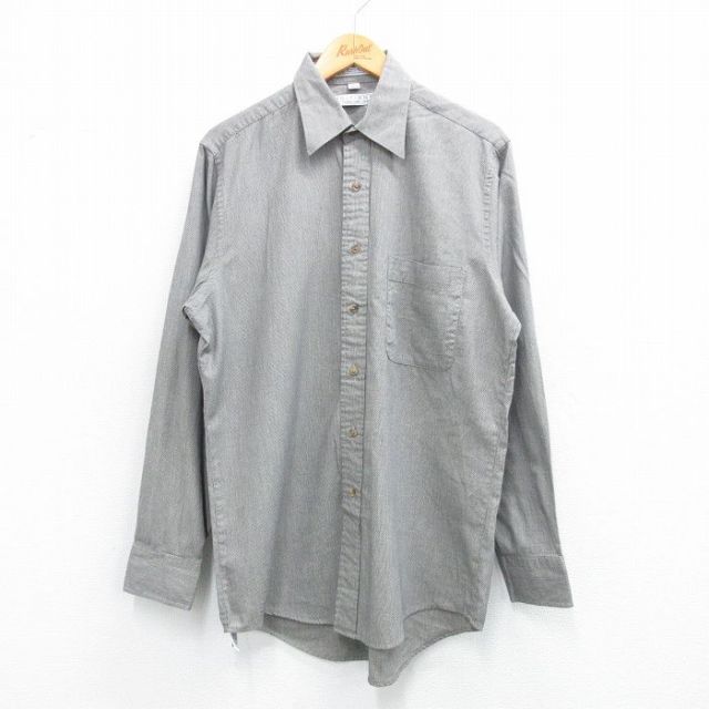 M★古着 バンヒューセン 長袖 シャツ メンズ 90年代 90s ロング丈 グレー他 25may30 中古 トップス