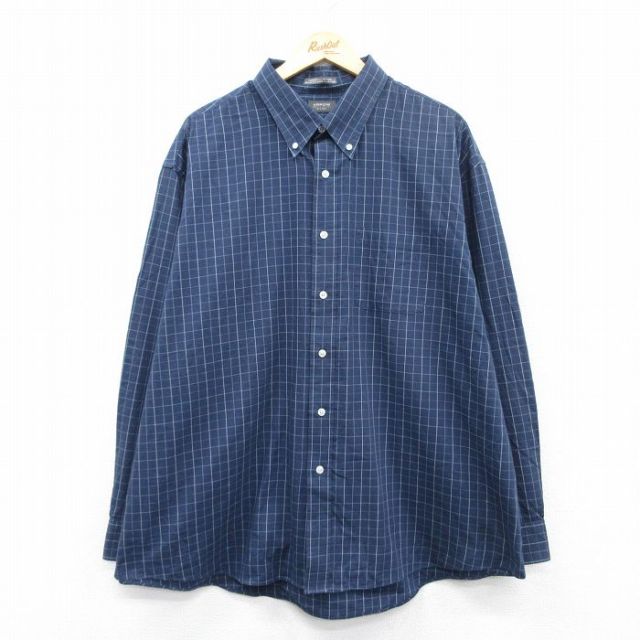 アロー 長袖シャツ ネイビーチェック XL | 古着