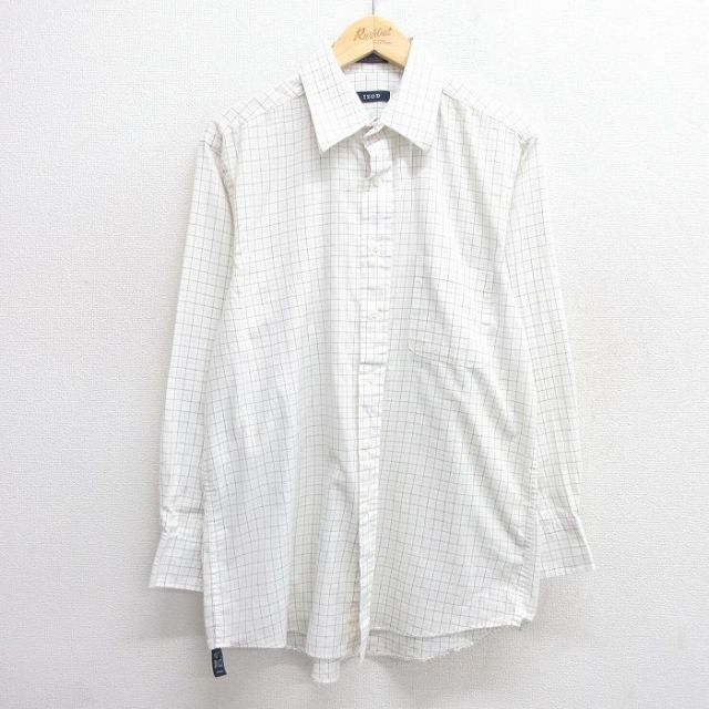 XL★古着 IZOD 長袖 シャツ メンズ 白他 ホワイト チェック 25may31 中古 トップス