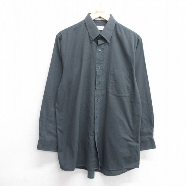 L★古着 バンヒューセン 長袖 シャツ メンズ ボタンダウン 濃グレー 25may31 中古 トップス