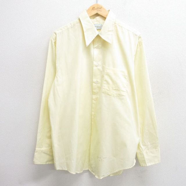 XL★古着 Kマート 長袖 シャツ メンズ 80年代 80s 大きいサイズ 薄黄 イエロー 25may31 中古 トップス