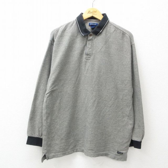 L★古着 IZOD 長袖 ラガー シャツ メンズ コットン グレー他 25may31 中古 トップス
