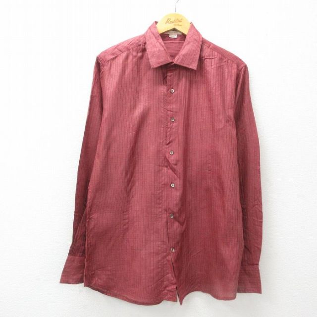 80s 長袖シャツ レッドストライプ L | 古着