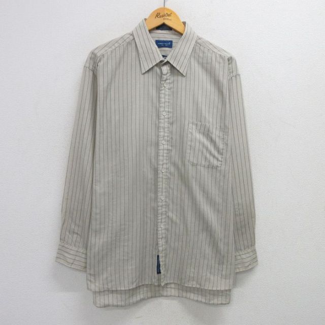 XL★古着 タウンクラフト 長袖 シャツ メンズ 90年代 90s 大きいサイズ ベージュ系他 カーキ ストライプ 25jun23 中古 トップス