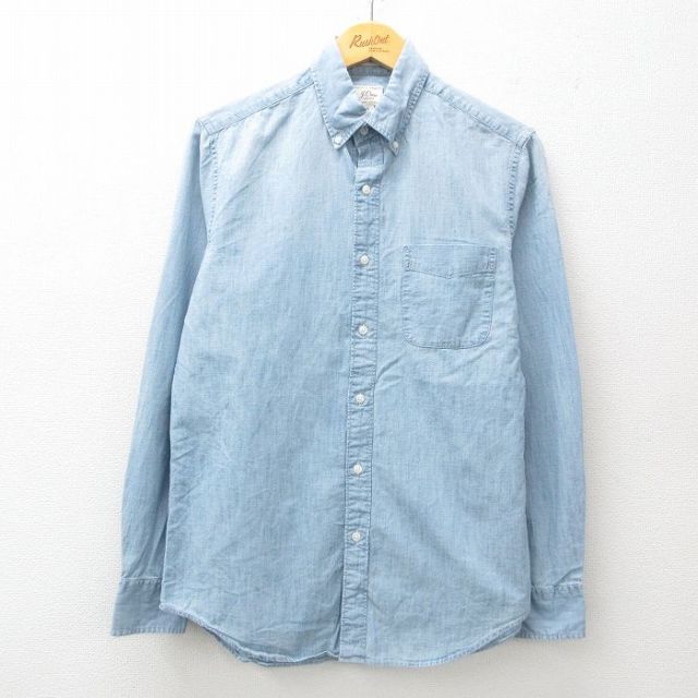 M★古着 ジェイクルー J.CREW 長袖 シャツ メンズ ボタンダウン 薄紺 ネイビー 25jun23 中古 トップス