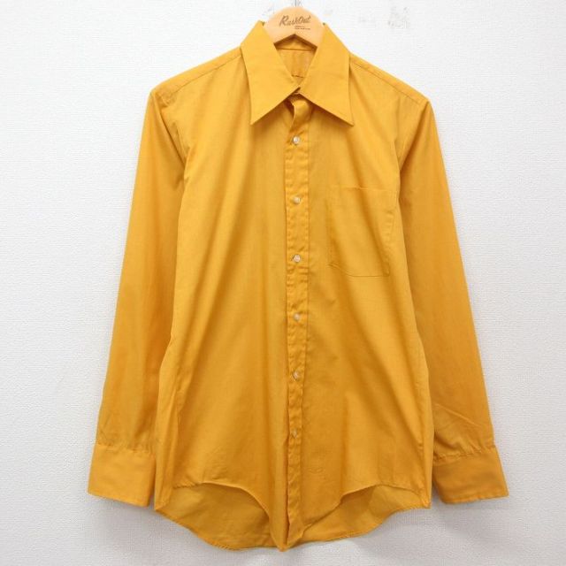 M★古着 長袖 シャツ メンズ 70年代 70s USA製 黄 イエロー 25jun25 中古 トップス
