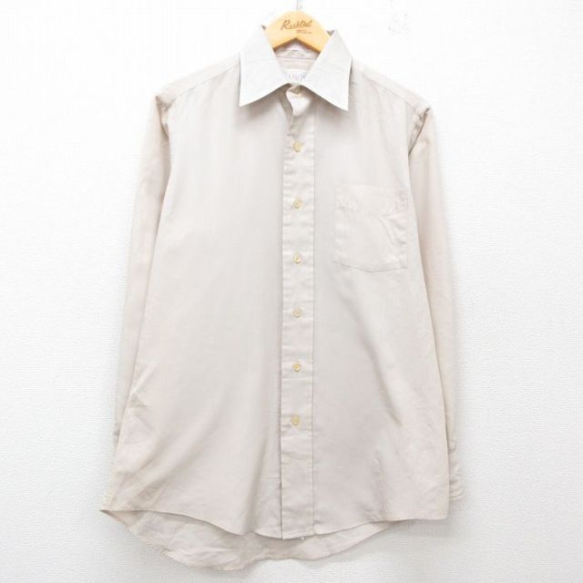 L★古着 長袖 シャツ メンズ 80年代 80s 薄ベージュ カーキ 25jun25 中古 トップス