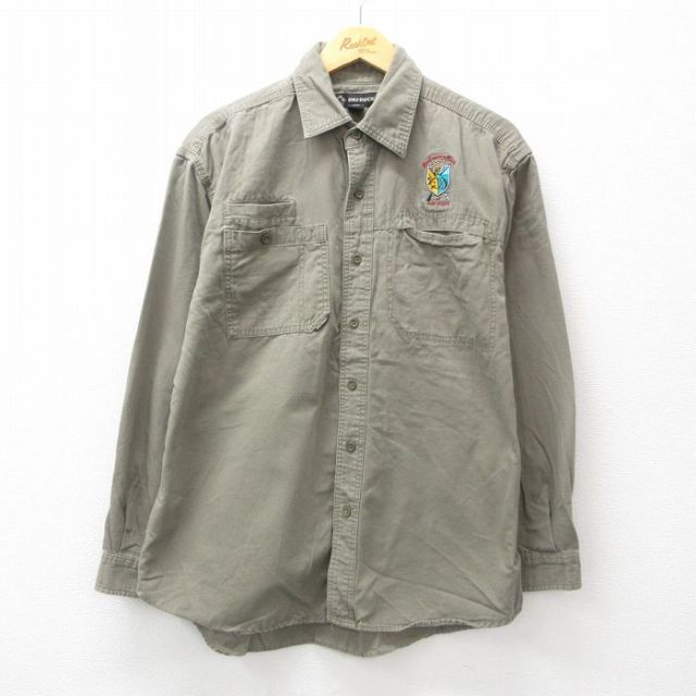 XL★古着 長袖 シャツ メンズ 釣り ハンティング コットン ベージュ カーキ 25jun25 中古 トップス