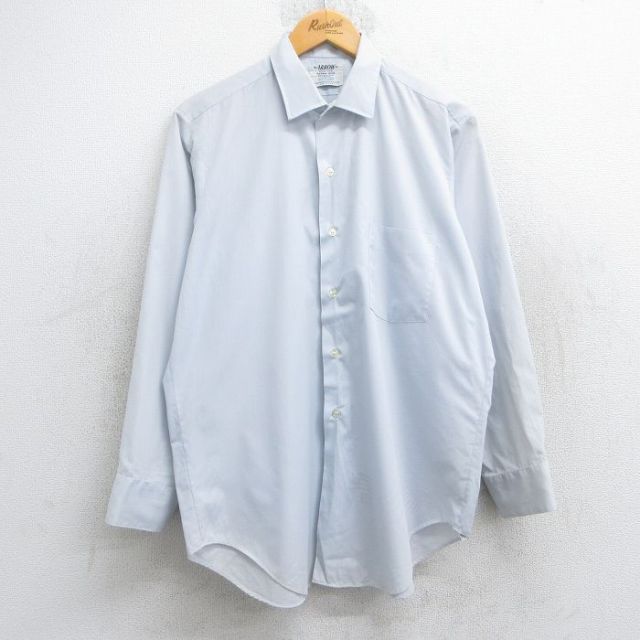 L★古着 アロー 長袖 シャツ メンズ 70年代 70s USA製 薄紺 ネイビー 25jun25 中古 トップス
