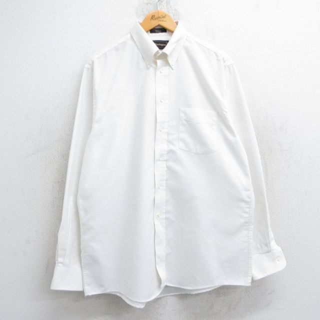 XL★古着 長袖 シャツ メンズ 90年代 90s オックスフォード ボタンダウン USA製 白 ホワイト 25jun25 中古 トップス