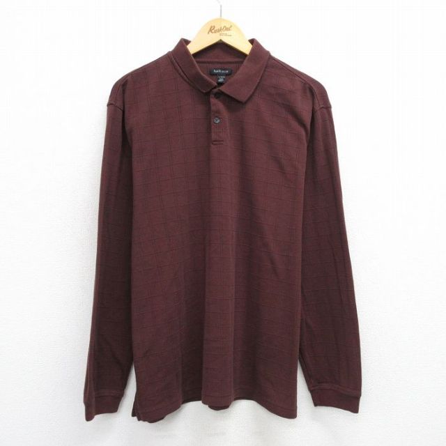 L★古着 バンヒューセン 長袖 ポロ シャツ メンズ 茶 ブラウン 25jun26 中古 トップス