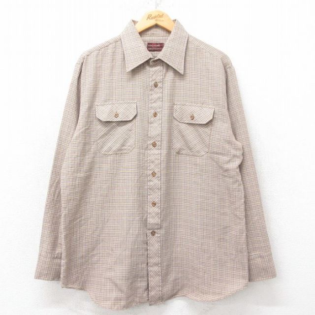 90s 長袖シャツ ベージュチェック XL | 古着