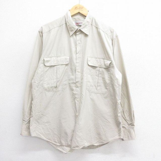 90s 長袖シャツ ベージュ XL | 古着