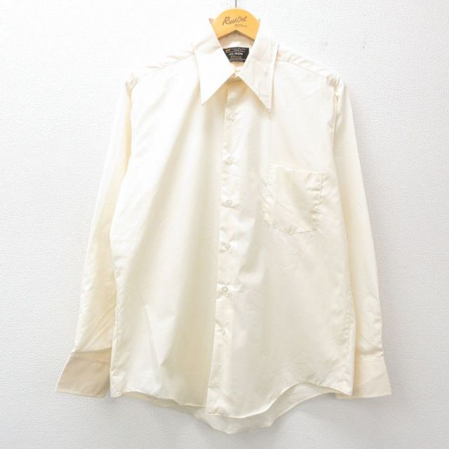 L★古着 JCペニー 長袖 シャツ メンズ 70年代 70s 薄ベージュ カーキ 25jun30 中古 トップス