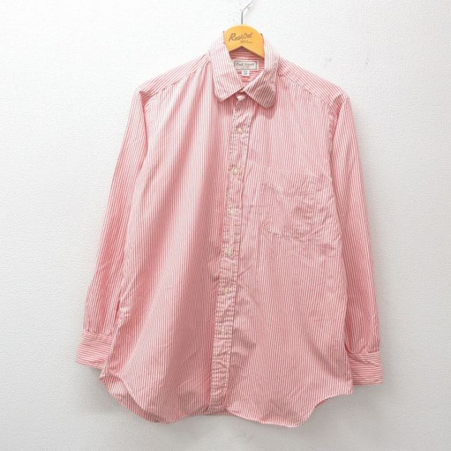 90s 長袖シャツ ピンクストライプ L | 古着