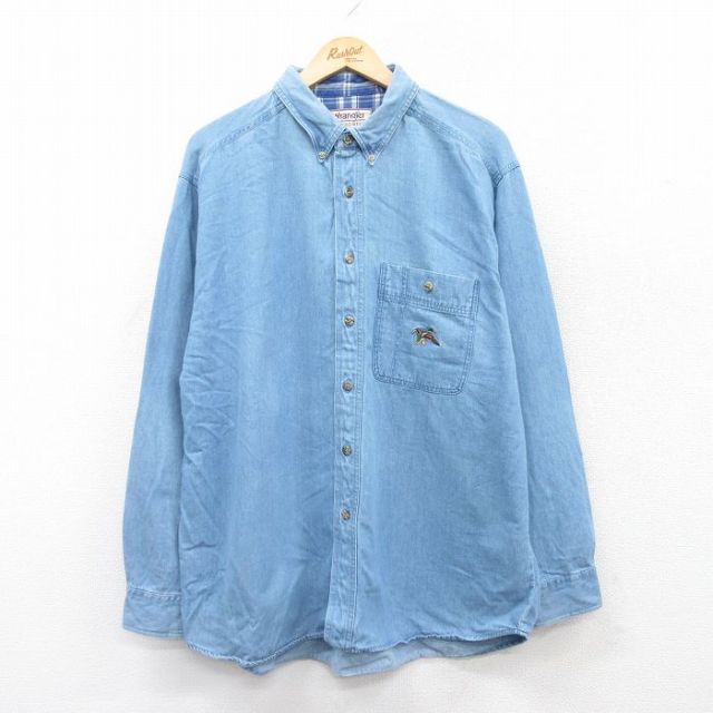 ラングラー 90s 長袖シャツ 鳥 ネイビー XL | 古着