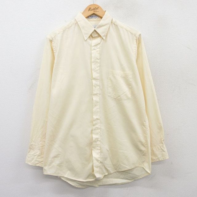 L★古着 バンヒューセン 長袖 シャツ メンズ 90年代 90s ボタンダウン 薄黄 イエロー 25jun30 中古 トップス