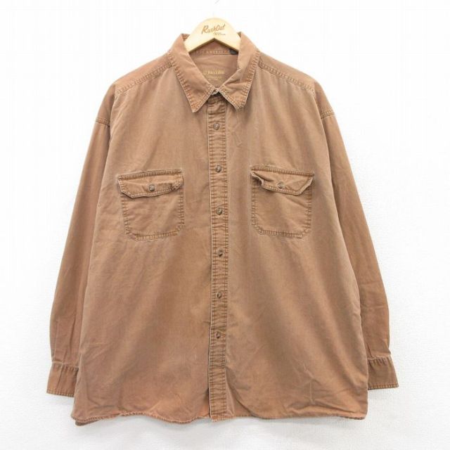 XL★古着 セントジョンズベイ 長袖 シャツ メンズ 大きいサイズ コットン 茶 ブラウン 25jun30 中古 トップス