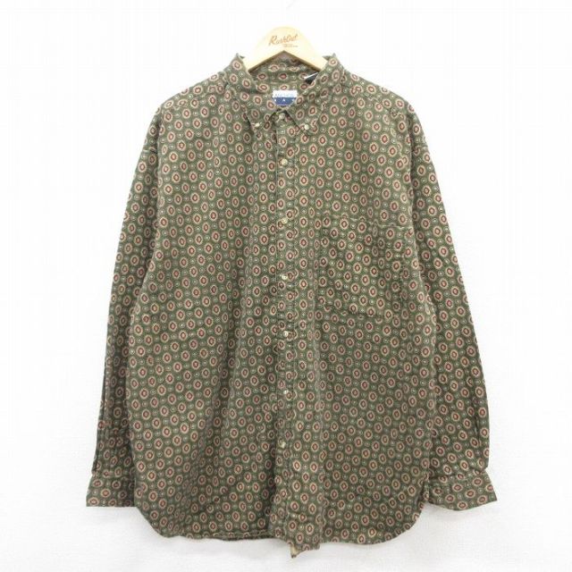 00s 長袖シャツ 総柄 グリーン XL | 古着