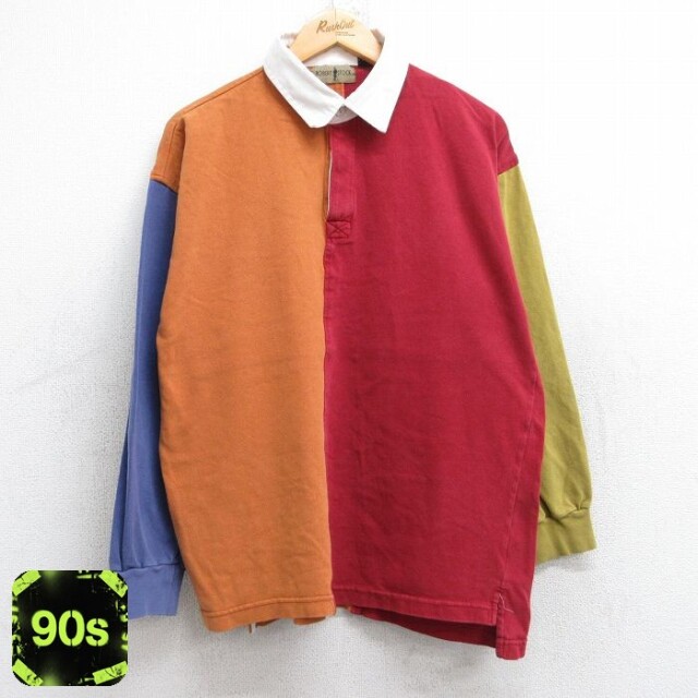 【50%OFF】ラガーシャツ 90s クレイジーパターン レッド L | 古着