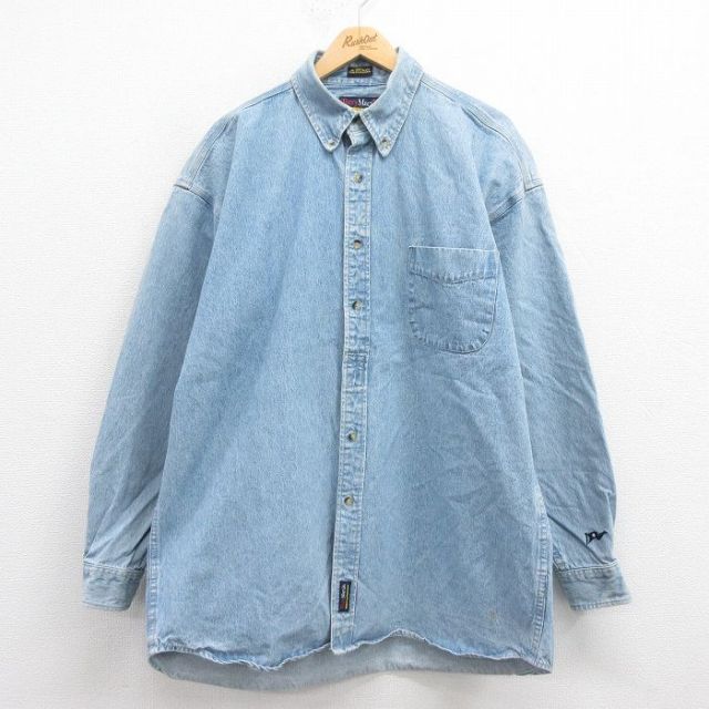 長袖シャツ デニム ネイビー XL | 古着