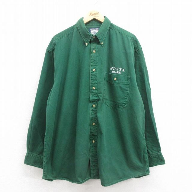 XL★古着 リー Lee 長袖 シャツ メンズ 00年代 00s MDSTA 大きいサイズ コットン ボタンダウン 緑 グリーン デニム 25aug18 中古 トップス