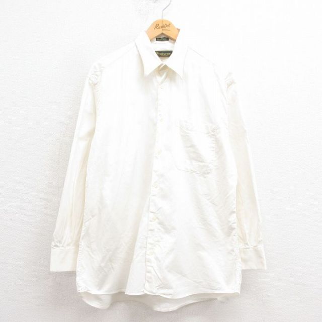 L★古着 長袖 シャツ メンズ 00年代 00s ロング丈 コットン イタリア製 白 ホワイト 25aug23 中古 トップス
